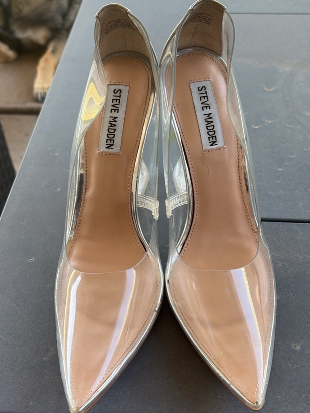 Steve Madden Clear Pointed Pump with Nude Insole